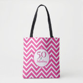 Tote Bag 50e anniversaire 50 et fabuleux Cerise Chevrons Ro (Devant)