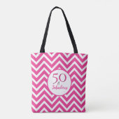 Tote Bag 50e anniversaire 50 et fabuleux Cerise Chevrons Ro (Dos)