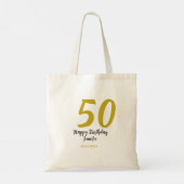 Tote Bag 50e anniversaire ajouter nom date année noire modè (Dos)