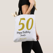 Tote Bag 50e anniversaire ajouter nom date année noire modè (De près)