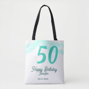 Tote Bag 50e anniversaire ajouter nom date année vert paste