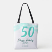 Tote Bag 50e anniversaire ajouter nom date année vert paste (Dos)