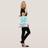 Tote Bag 50e anniversaire ajouter nom date année vert paste (Sur le modèle)