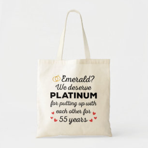 Tote Bag 55e anniversaire du Mariage I - Emerald Funny Coup