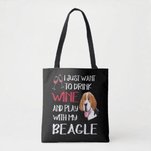 Tote Bag 5 Boire Du Vin Et Jouer Avec Mon Beagle