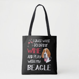 Tote Bag 5 Boire Du Vin Et Jouer Avec Mon Beagle