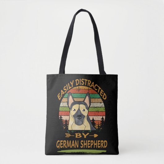 Tote Bag 5 Facilement Distrait Par Le Berger Allemand (Devant)