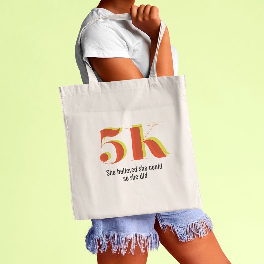 Tote Bag 5 k Course Célébration Gras Jaune Rouge Texte