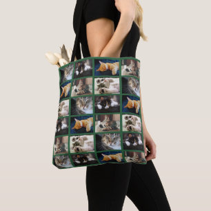 Tote Bag 5 photos Collage Motif frontière verte