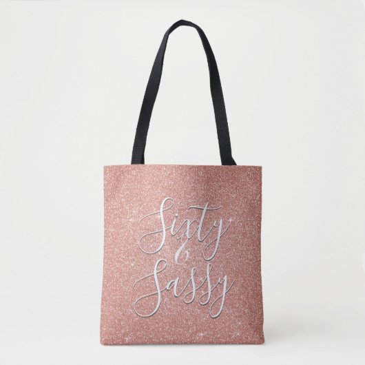 Tote Bag 60 et Sassy Anniversaire Rose Gold Blush Pink Part (Devant)