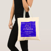 Tote Bag 60 & fabuleux anniversaire bleu argent ajouter nom (Devant (produit))