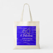 Tote Bag 60 & fabuleux anniversaire bleu argent ajouter nom (Dos)