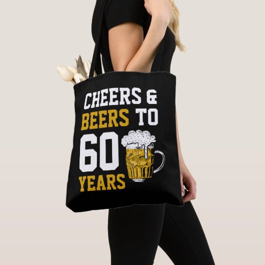 Tote Bag 60e anniversaire Cheers & Bières à 60 ans (De près)