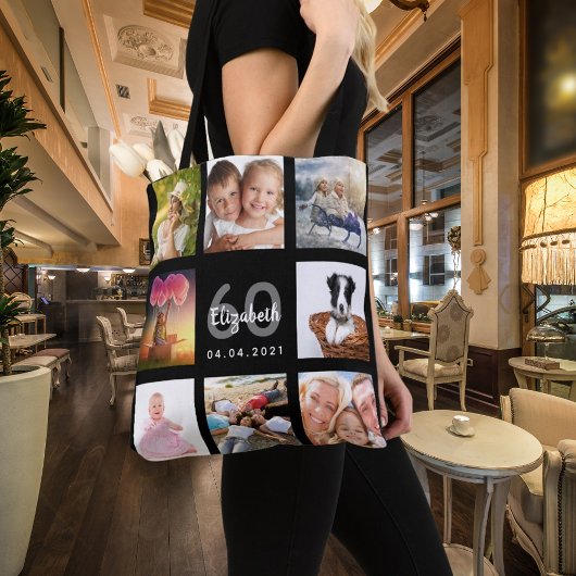 Tote Bag 60e anniversaire sur mesure photo collage femme no