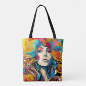 Tote Bag 60s 70s Hippy Woman Psychedelic Hippie (Dos)
