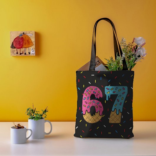 Tote Bag 67 Drôle Mème Crème de glace Six sept Gen Alpha