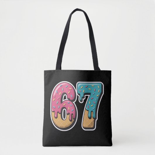 Tote Bag 67 Ice Cream Drip Meme Drôle Six Sept Génération A (Devant)