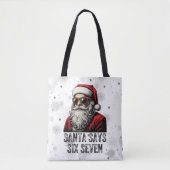 Tote Bag 67 Meme Drôle Santa Dit Six Sept Noël (Devant)
