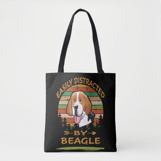 Tote Bag 6 Facilement Distrait Par Le Beagle (Devant)