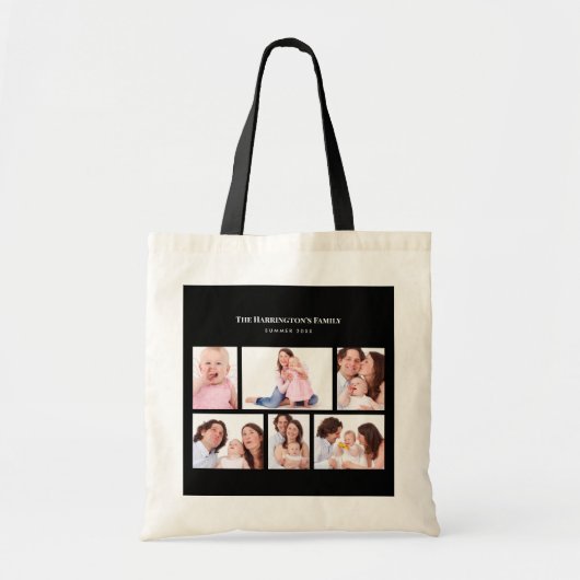 Tote Bag 6 sections Photo personnalisée Simple cadre noir é (Devant)
