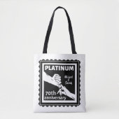 Tote Bag 70e anniversaire du mariage platine bleu tradition (Devant)