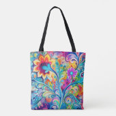 Tote Bag 70s 60s Psychedelic Hippy Retro Hip (Dos)