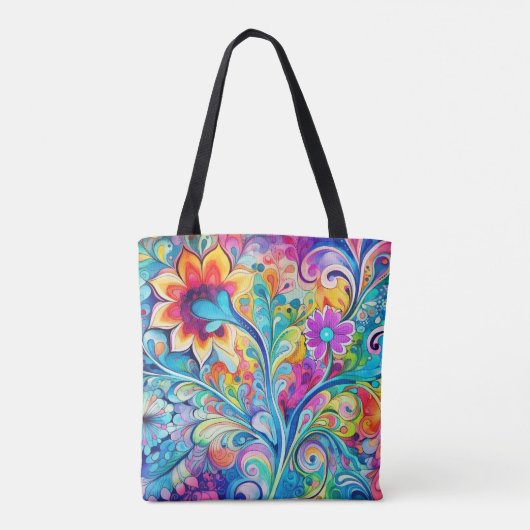 Tote Bag 70s 60s Psychedelic Hippy Retro Hip (Dos)