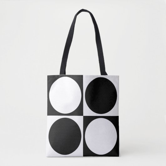 Tote Bag 70s Checks and Circles Black and White (Devant)