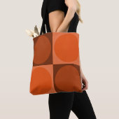 Tote Bag 70s Checks and Circles Flame Orange (De près)