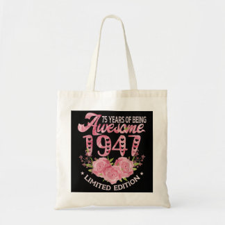 Tote Bag 75 Year Old Pink Vintage 1947 bday vend 75th Birth