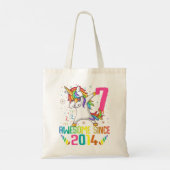 Tote Bag 7 Ans 7e Anniversaire Unicorn Dabbing Girl Part (Dos)