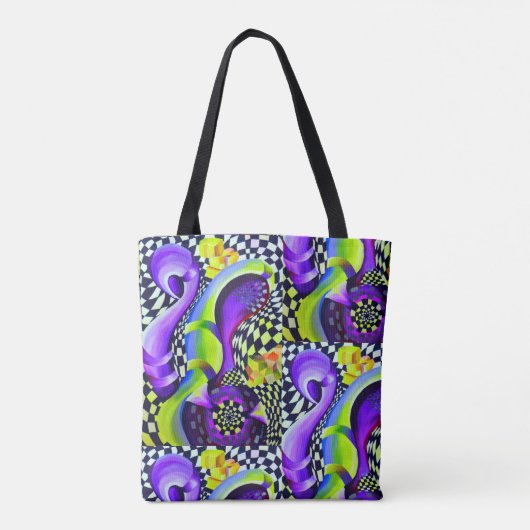 Tote Bag 80 s Art Deco Geometric Pattern (Dos)
