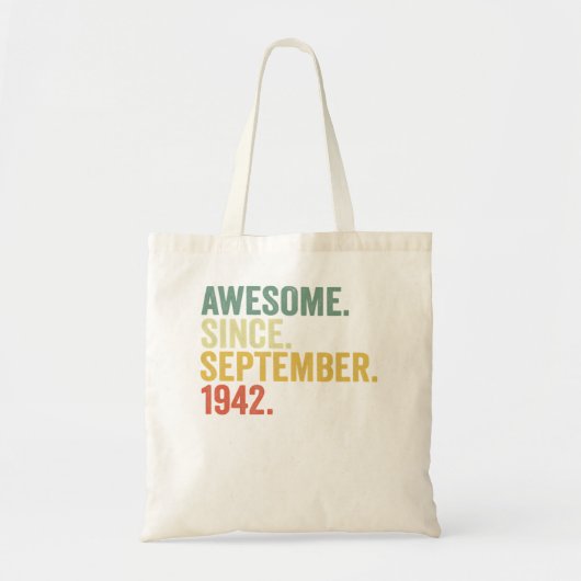 Tote Bag 80e anniversaire Awesome depuis septembre 1942 80  (Devant)