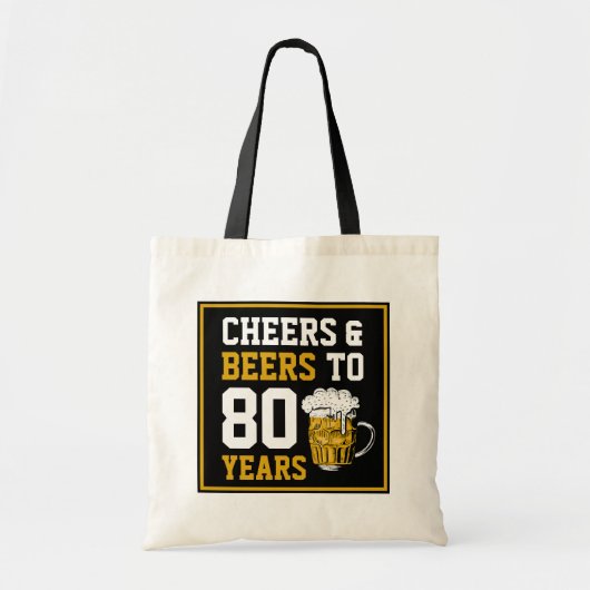 Tote Bag 80e anniversaire Cheers & Bières à 80 ans (Devant)