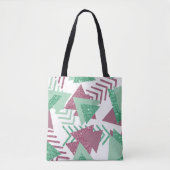 Tote Bag 80s Abstraits frais | Motif de formes rose et vert (Devant)