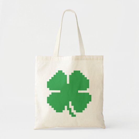 Tote Bag 8 bits Pixel Lucky Four Leaf Clocher (Devant)