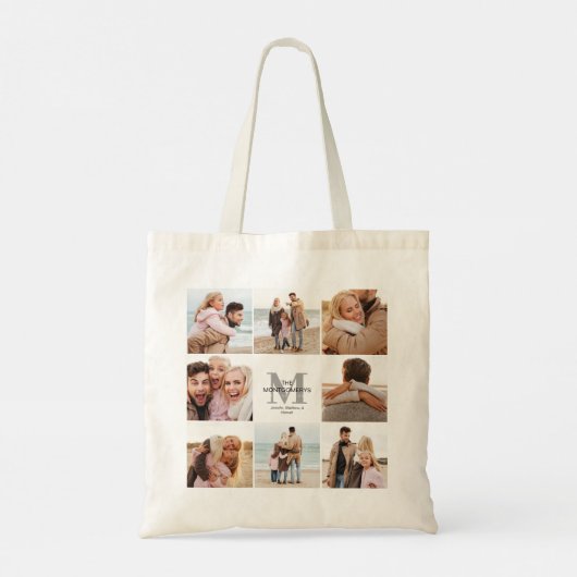 Tote Bag 8 Photo Famille Photo Collage Canvas Fourre-tout (Dos)