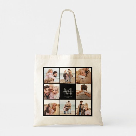 Tote Bag 8 Photo Famille Photo Collage Canvas Fourre-tout (Dos)