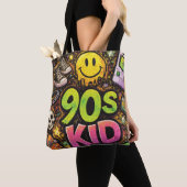 Tote Bag 90s Kids Grunge Seamless Pattern: Pizza, Skeletons (De près)