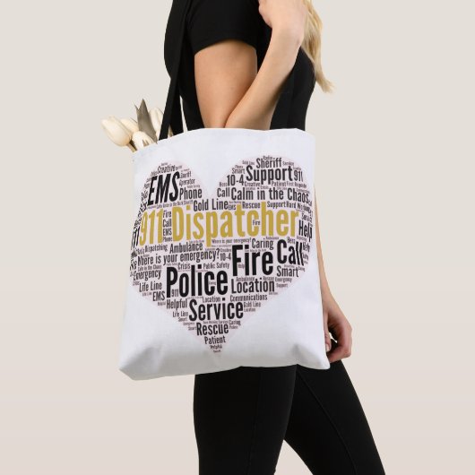 Tote Bag 911 Dispatcher Word Cloud (De près)