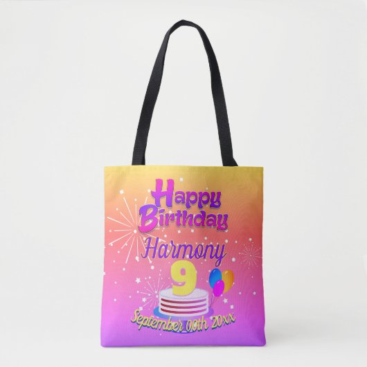 Tote Bag 9e anniversaire rose (Devant)