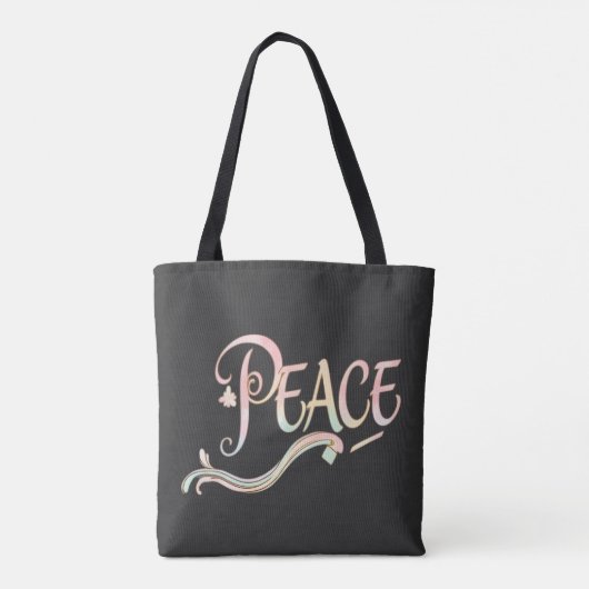 Tote Bag A beautiful, flowing script of the word "Peace" fe (Dos)