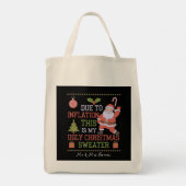 Tote Bag A cause de l'inflation, voici mon affreux pull de (Dos)