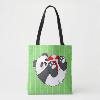 Tote Bag A Cute Baby Panda Playing with a Ball