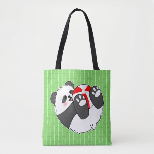 Tote Bag A Cute Baby Panda Playing with a Ball (Devant)