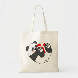 Tote Bag A Cute Baby Panda Playing with a Ball