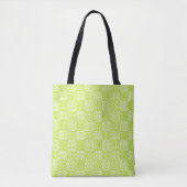Tote Bag à damiers Amour en Lime Vert et Blanc (Devant)