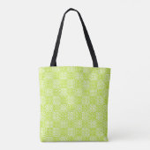 Tote Bag à damiers Amour en Lime Vert et Blanc (Dos)