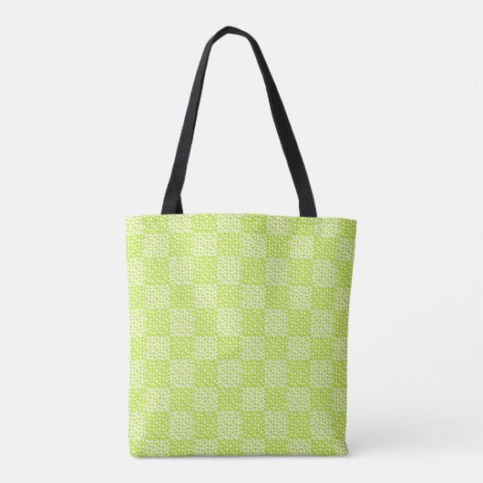 Tote Bag à damiers Amour en Lime Vert et Blanc (Dos)