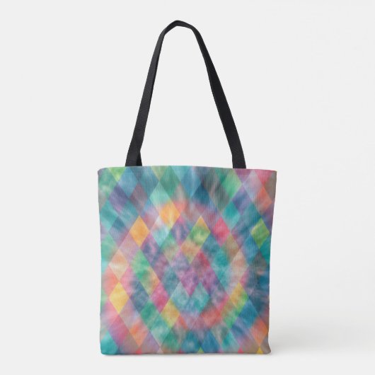 Tote Bag à damiers Arlequin Pale Arc-en-ciel Nom (Dos)
